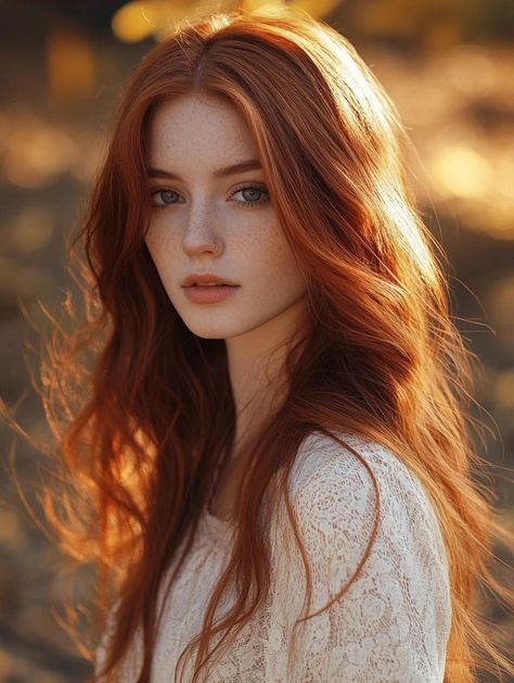 Red Haired Models Woman, Face Claims Unique, Warm Caramel Highlights, Long Hair Color Ideas, Women With Freckles, Subtle Ombre, Hair Color Inspiration, Fall Hair Color Ideas, Red Hair Woman