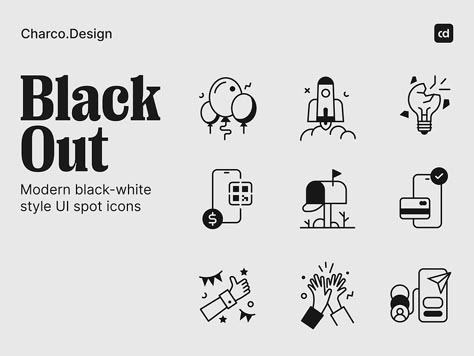 BlackOut - Spot icons by Charco Design on Dribbble Figma Template Free, Academy Branding, App Illustration, Empty State, Icon Design Inspiration, Figma Template, Brand Icon, Website Illustration, Web Icons