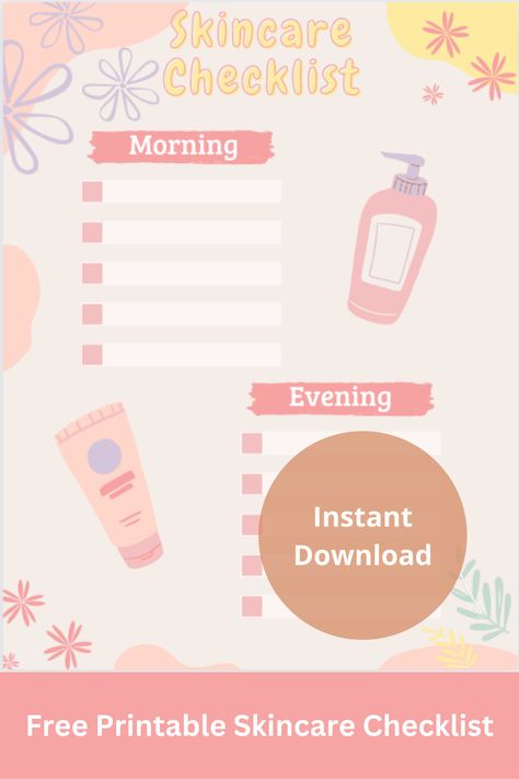 Keep track of your skincare routine with this FREE fill-in the-blank morning and evening skincare checklist. Click here to download it and receive instant access! Skin Care Tracker, Skin Care Planner, Skincare Checklist, Printable Skincare, Evening Skincare, List Planner, Essential Oils For Skin, Oils For Skin, I Am Here