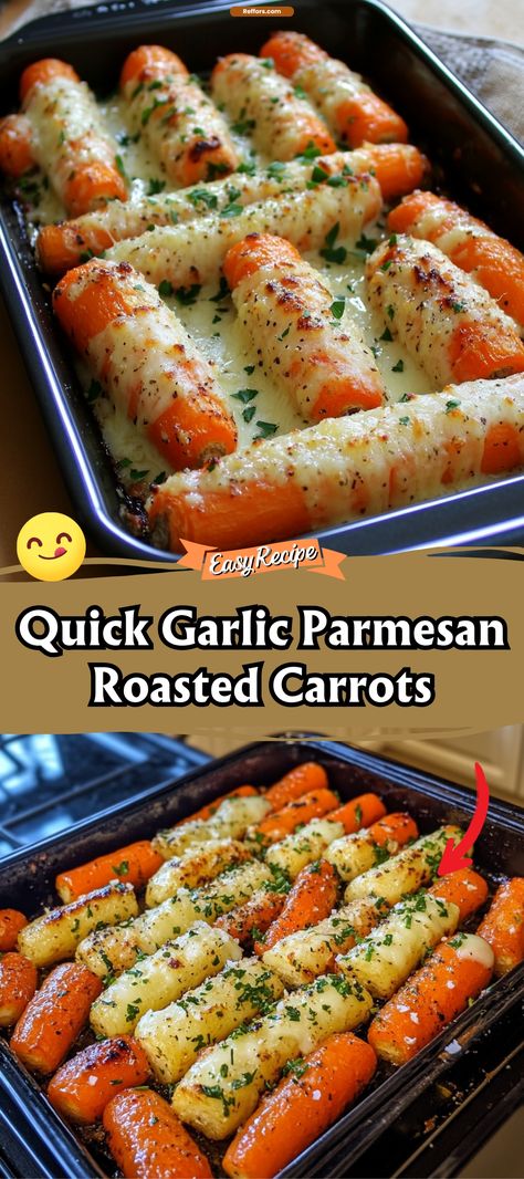 Garlic Parmesan Roasted Carrots Garlic Parmesan Carrots Roasted, Parmesan Garlic Carrots, Parmesan Roasted Carrots, Parmesan Carrots, Caramelized Carrots, Roasted Baby Carrots, Carrots Side Dish, Roasted Carrots Recipe, Side Dishes Veggies