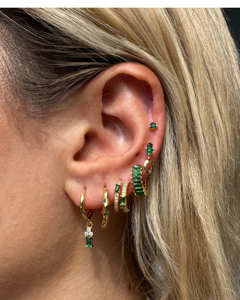 Stylish Earring Sets Layered Green Earrings Trendy Earring Stacks Fashionable Green Ear Jewelry Green Statement Earring Stack Boho Green Earring Set Modern Green Earring Trends Vibrant Green Ear Adornments Unique Earring Stack Nature-inspired Earring Collection Green Jewelry for Trendy Looks Mix and Match Earring Set Dangle and Stud Green Earrings Contemporary Earring Stack Green Gemstone Earring Set Nature-inspired Fashion Earrings Chic Green Earring Combinations Green Accessory Stack Green Earring Set, Green Statement Earrings, Green Earring, Earring Stack, Geometrical Shapes, Green Accessories, Contemporary Earrings, Earring Trends, Mini Hoop Earrings