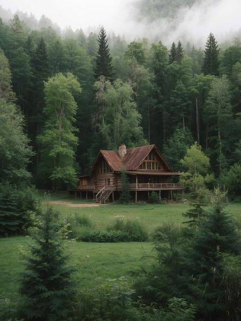 Cabins In The Woods Aesthetic, Secluded House Woods, Cottage In Forest Aesthetic, A Cottage In The Woods, Cabin In The Countryside, Fantasy Cabin Aesthetic, Houses In The Middle Of The Woods, Oregon Houses Woods, Log Cabin Homestead