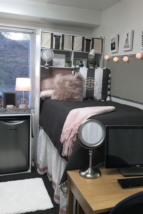 Here are the best dorm decor ideas that will help you transform your dorm room. Simple Dorm Room Decor, Cute Headboard, Dorm Bed Skirt, Simple Dorm Room, Cute Decor Ideas, University Of Kentucky Dorm, Best Decor Ideas, White Dorm Room, Dorm Decor Ideas