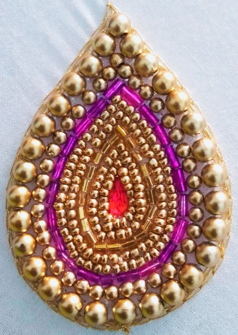 All beads thilagam shape Patch Work Blouse Designs In Aari, Latkan Designs Aari Work, Thilagam Shape Aari Design, All Beads Aari Work Design, Aari Patch Work Designs Ideas, Aari Work Patch Design, Motif Design Aari Work, Thilagam Shape Aari Work, Thilagam Shape