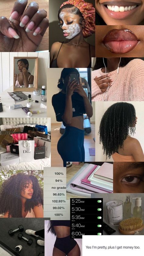 Femininity Aesthetic, Studera Motivation, Black Femininity, Vision Board Manifestation, روتين العناية بالبشرة, Vision Board Inspiration, Beauty Goals, Board Inspiration, Healthy Lifestyle Inspiration