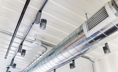 Five crucial tips for successful exposed ductwork installations | 2018-11-23 | SNIPS Ductwork Installation, Kitchen Canopy, Hvac Design, Clean Air Ducts, Air Conditioning Services, Improve Indoor Air Quality, Duct Cleaning, Air Duct, Building Systems