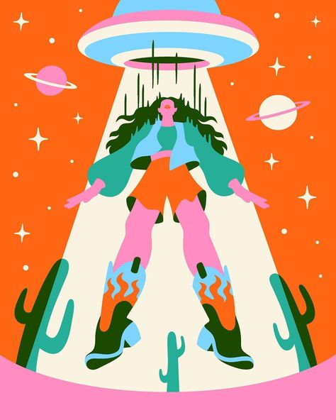 Alien Desert, Bold Women, Sketching Ideas, Collective Consciousness, Simple Poster, Art Appliqué, Close Encounters, Woman Illustration, Fun Illustration