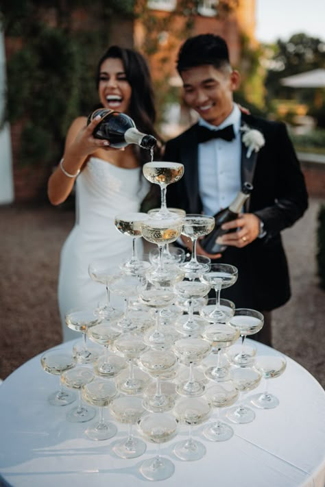 Your complete guide on how to build the best wedding champagne tower for your big day including flower ice cubes inspiration at Iscoyd Park Champagne Towers Wedding, Champagne For Wedding, Snow Picnic, Champagne Wedding Decor, Creepy Wedding, Champagne Wedding Themes, Champagne Tower Wedding, Champagne Towers, Iscoyd Park