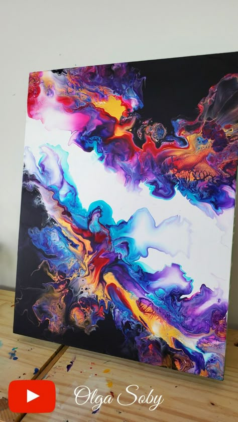 Paintings With Gold, Olga Soby, Resin Pours, Acrylic Art Projects, Acrylic Painting Diy, Acrylic Paint Pouring, Acrylic Pouring Techniques, Abstract Art Painting Techniques, Pour Paint