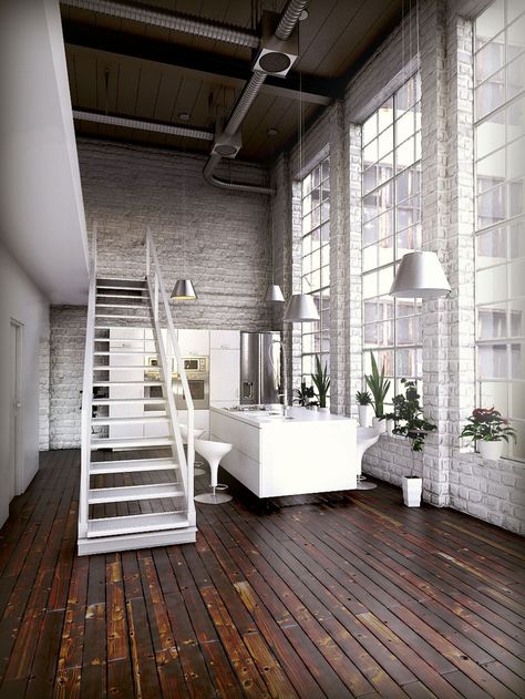 'Sunday Sanctuary: Room With A View' interiors post on www.oraclefox.com #frenchwindows #whiteinteriors #homeinspiration #kitchen #inspiration #industrialhome Sanctuary Room, Interior Design Per La Casa, Wooden Floors, Loft Living, Design Del Prodotto, Decoration Inspiration, Loft Style, Home Fashion, 인테리어 디자인