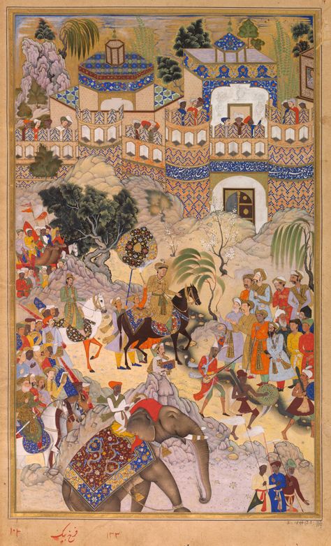 V&A · The Arts Of The Mughal Empire Triumphal Entry, Mughal Miniature Paintings, Mughal Emperor, Asian Sculptures, Mughal Architecture, Mughal Paintings, Persian Miniature, Mughal Empire, Islamic Paintings