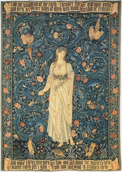 Goddess Of Flowers, Flowers Tapestry, Burne Jones, Pre Raphaelite Art, Edward Burne Jones, Walter Crane, Medieval Tapestry, Art Nouveau Tiles, Train Art