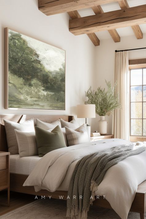 Bedding Studio Mcgee, Studio Mcgee Green Bedroom, Studio Mcgee Master Bedrooms Decor, Mcgee Master Bed, Guest Bedroom Ideas Transitional, California Casual Primary Bedroom, Studio Mcgee Bedroom Ideas, Studio Mcgee Master Bed, Tranquil Master Bedrooms Decor