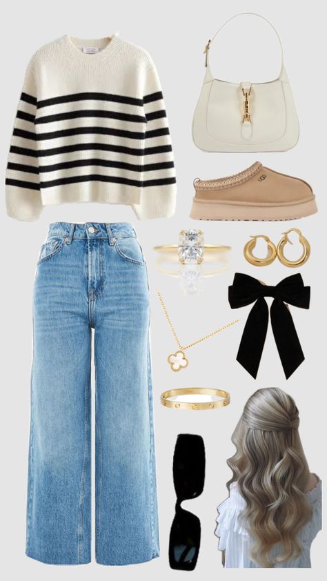 Back To School Outfits, Striped Sweater, School Outfits, Back To School, A Woman, White