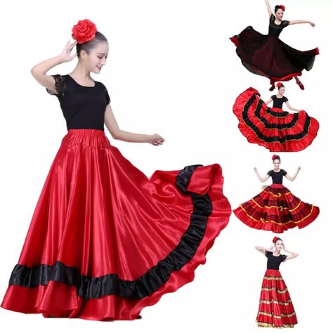 Look what I found on AliExpress Spanish Dress Flamenco, Fantasia Plus Size, Mexican Style Dresses, Spanish Outfits, Flamenco Skirt, Spanish Dress, Flamenco Dress, Plus Size Lace, Lace Trim Top