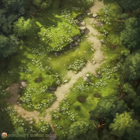 Clearing In The Woods, Forest Map, Fantasy City Map, Dnd World Map, Dnd World, Fantasy World Map, Battle Map, Tabletop Rpg Maps, Terrain Map