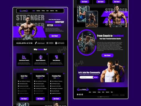 Fitness Landing Page, Workout Website Design, Fitness Landing Page Design, Gym Template Design, Gym Landing Page Design, Ui Design Principles, Golds Gym, Gym Inspiration, Fitness Design