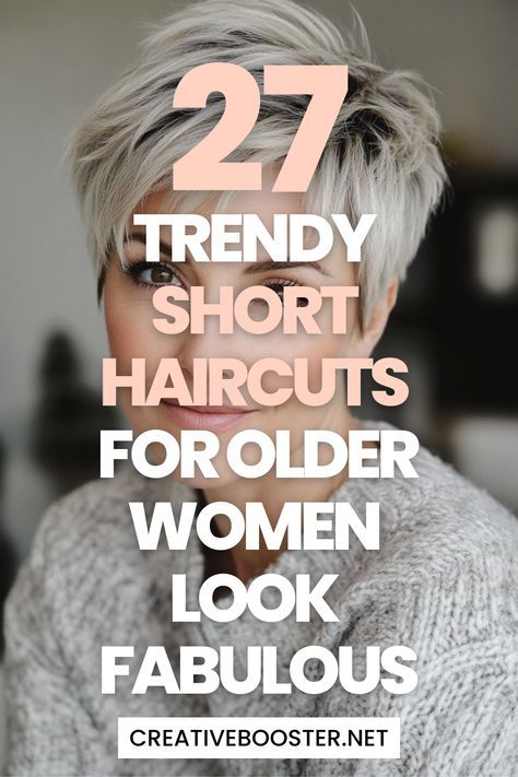 Click for More ➡️ | Save for Later ❤️These 18 trendy short haircuts for older women will inspire your next hairstyle. With layered bobs, textured pixies, and chic waves, these cuts bring a fresh, contemporary touch to your look. Perfect for 2025! #ShortHaircuts #TrendyHair2025 #HairInspiration Adorable Short Haircuts, Undercut Older Women, 2025 Trendy Haircut, Hairstyles For 80 Year Olds Short Hair, Short Easy Haircuts For Women, Short Hairstyle Women Thick Wavy Hair, Teen Girls Short Haircuts, Short Hairstyles For Women Over 70 Gray, Blonde Pixie With Dark Roots