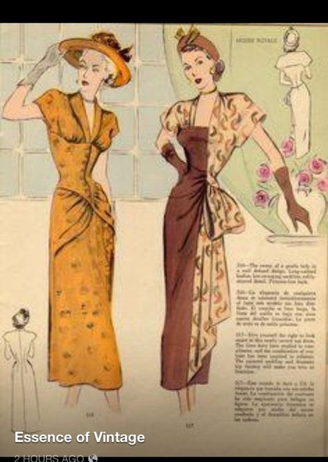 Old Fashion Magazine, Swag Dress, 40's Fashion, Patron Vintage, Fashion 1940s, 1940's Fashion, Vintage Dress Patterns, Lucille Ball, 40s Fashion