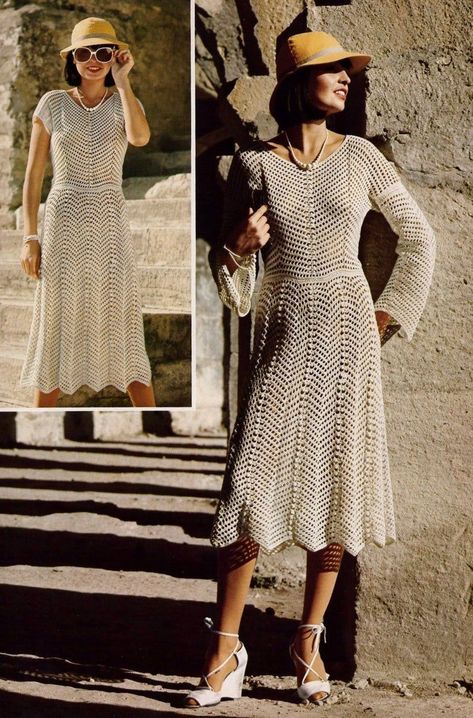 299570476c6f0309545110c592b6a63bdesc47301052ri Lace Dress Pattern, Crochet Long Dresses, Vintage Crochet Dresses, Vestidos A Crochet, Download Hair, Vintage Crochet Patterns, Vintage Crochet Pattern, Lace Dress Vintage, Crochet Vintage