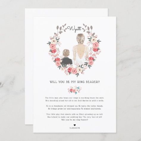 $2.80 | Will you be my Ring Bearer Proposal #wedding, proposal gift, ring bearer, groomsman, best man, will you be my ringbearer, watercolor illustrations, groomsmen, floral, proposal poem Fun Bachelorette Party Ideas, Ring Bearer Proposal, Flower Girl Card, Flower Girl Proposal, Flower Girl Wedding, Watercolor Girl, Bridesmaid Card, Groomsmen Proposal, Bridal Party Proposal