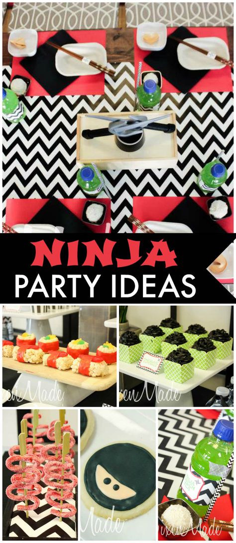 Karate Party Food, Ninja Party Snacks, Ninja Party Food Ideas, Ninja Birthday Party Food, Jiu Jitsu Birthday Party Ideas, Ninja Snacks, Ninja Party Food, Ninja Party Ideas, Ninja Party Favors