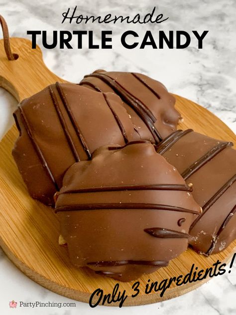 Homemade turtle candy, easy best homemade turtle candy, christmas homemade candy, milk chocolate turtle candy, chocolate caramel pecan candy, 30 minute dessert recipes, best Christmas candy for gift giving, 3 ingredient candy Homemade Caramel For Turtles, Pecan Caramel Turtle Candy Bars, Chocolate Pecan Turtle Clusters Candy Recipes, Milk Chocolate Turtle Gophers Recipe, Homemade Turtles With Pecans And Caramel, Diy Turtles Candy, Turtle Chocolate Candy, Pecan Turtles Recipe Caramel Candy, Chocolate Caramel Candy Recipe