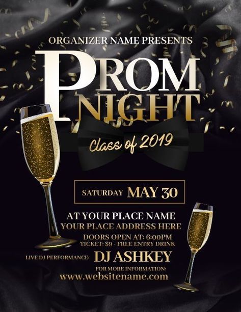 Prom Night Poster Design, Prom Flyer Ideas, Prom Night Party, Reunion Design, Prom Posters, Senior Things, Messages Instagram, Reunion Party, Promo Flyer