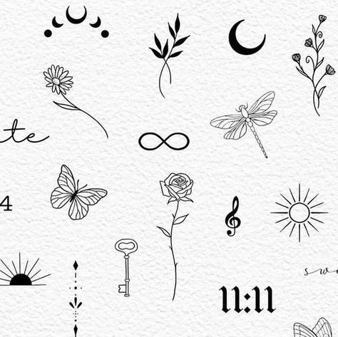 SKETCH BOOK on Instagram Cute And Small Tattoos For Women, Space Tiny Tattoos, Witchy Micro Tattoos, Small Tattoos Line Art, Cute Line Tattoos For Women, Teeny Tiny Tattoo Ideas, In Love Tattoos For Women, Tiny Tattoos Fine Line, 11 11 Hand Tattoo