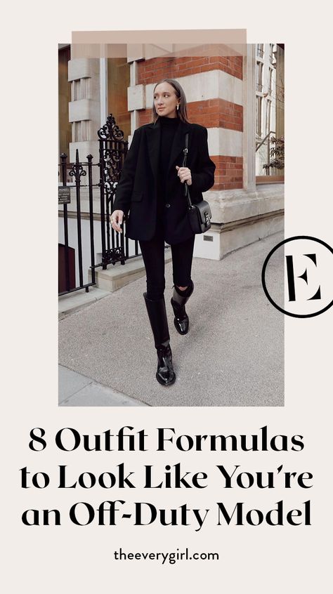 8 Outfit Formulas to Look Like an Off-Duty Model Plain Hoodie Outfit, Edgy Dress Outfit, How To Dress Like A Model, Black Hoodie Outfit, Fall Fashion Edgy, Black Turtleneck Outfit, Weekend Clothing, Model Off Duty Style, Chunky Knit Sweaters