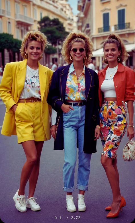 Colourful 80s Fashion, 1980s Dance Outfit, 80s Woman Outfits, 90s Fashion Neon, 80s Miami Vice Fashion, Miami 80s Fashion, 1980 Outfits 80s Style, Outfit Annee 80, Retro Outfits 90s Women Party