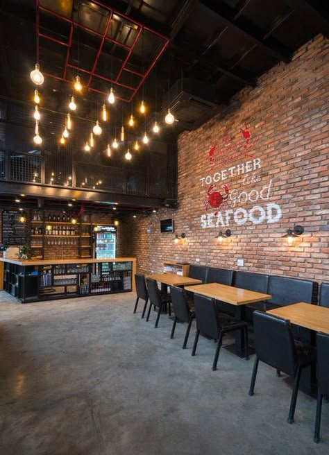 © Triệu Chiến Rustic Restaurant Interior, Resturant Design, Industrial Restaurant, Coffee Shop Interior Design, Decoration Restaurant, Rustic Restaurant, Coffee Shops Interior, Restaurant Concept, Modern Restaurant