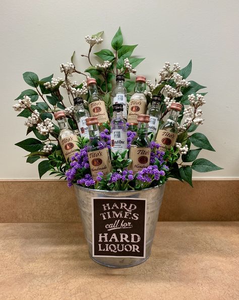 Shooter Bouquet Alcohol, Alcohol Flower Bouquet, Mini Alcohol Bouquet, Mini Bottle Bouquet, Fundraising Baskets, Shot Bouquet, 21st Birthday Gift Baskets, Booze Bouquet, Alcohol Bouquet