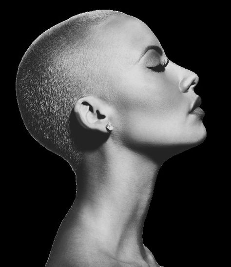 Amber Rose Bald Girl, Bald Hair, Bald Women, Bald Heads, Amber Rose, Bald Head, Eyes Closed, Shaved Head, Buzz Cut