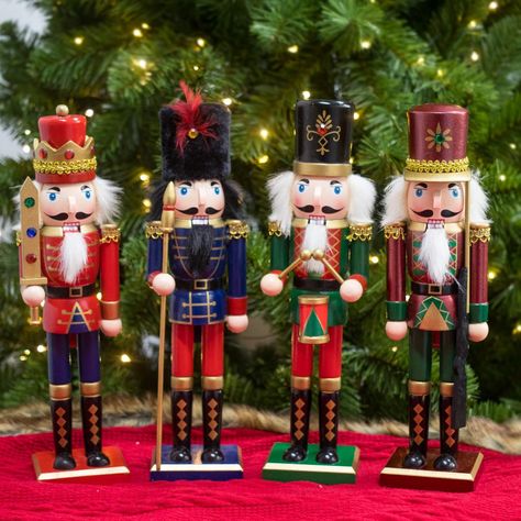 Figurines Display, Traditional Nutcracker, Nutcracker Decor, Wooden Nutcracker, Figurine Display, Under The Christmas Tree, Nutcracker Soldier, Nutcracker Christmas, Christmas Wood