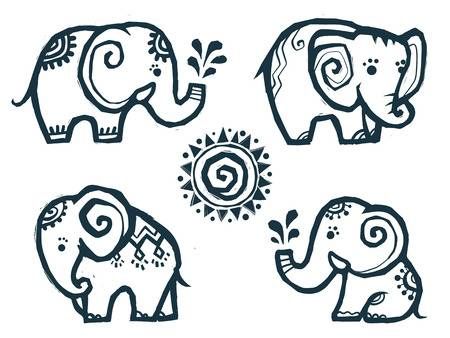 Elephant Art Drawing, Elephant Doodle, Elephant Drawing, Elephant Tattoo, Indian Elephant, Elephant Tattoos, Little Doodles, Pola Sulam, Indian Folk Art