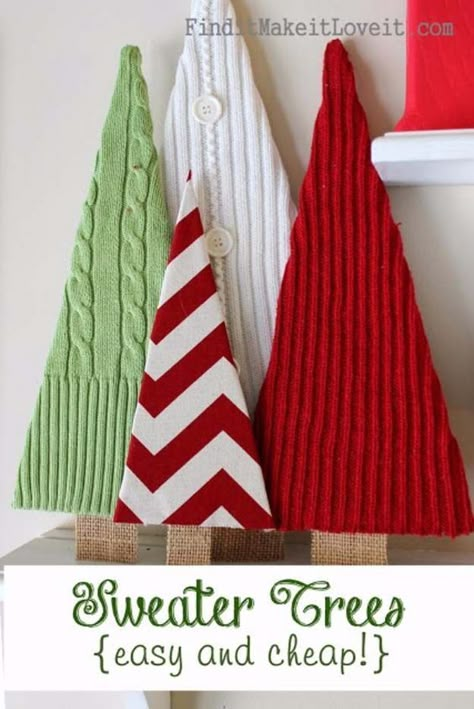 10 Super Cute DIY Christmas Projects Memory Projects, Centerpieces Diy, Shabby Tree, Crafty Christmas, Recycled Sweaters, Christmas Sweater Party, Christmas Event, Xmas Trees, Homemade Holiday