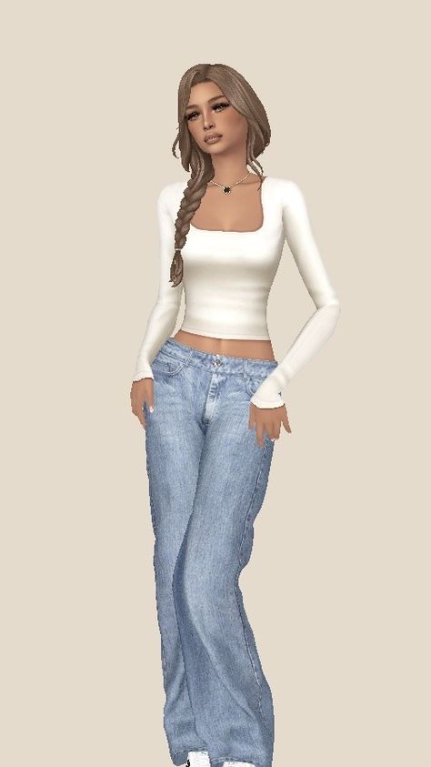 Sims 4 Sweater, Sims 4 Base Game Outfits Ideas, Fashion Magazine Aesthetic, Sims 4 Skills, Magazine Aesthetic, Sim4 Cc, Sims Outfits, Sweater Jeans, Sims 4 Gameplay