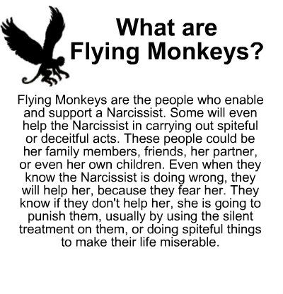 Flying Monkeys are brainwashed by her constant lies and fabricated stories, & manipulated by her well orchestrated head games {The most infamous game— her playing the victim} The monkeys who are closest to her, know what she's capable of, but they will still help her in trying to hurt others because they love her. Narcissists enjoy using their Flying Monkeys against you, because the spiteful or hurtful things are coming from them, not directly from her; this makes her feel more powerful over you Enabling Quotes, Brainwashed Quotes, Happy Tuesday Everyone, Narcissistic Family, Narcissism Quotes, Narcissism Relationships, Dysfunctional Relationships, Flying Monkeys, Narcissistic People