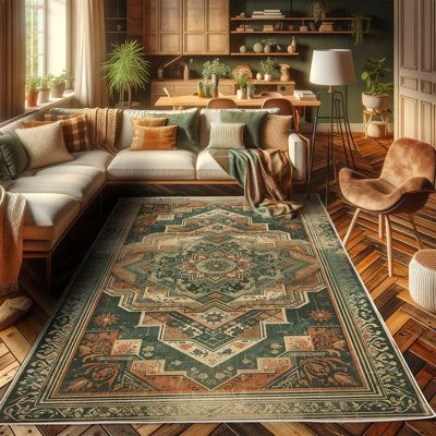 Green;hunter Green Peach;peach Rectangle 4' x 5'7" Area Rug - Ambesonne Oriental Boho High Density Long Fiber Poly Threads Decorative Area Rug Carpet 66.93 x 48.03 x 1.18 in greenPolyester | Wayfair -  #Ambesonne #Area #Boho #Carpet #Decorative #Density #Fiber #Green #Greenhunter #greenPolyester #High #Long #Oriental #Peachpeach #Poly #Rectangle #Rug #Threads #Wayfair Boho Shag Living Room Area Rugs, Boho Low Pile Rug, Persian Rug Over Carpet, Wool Rugs Living Room Bohemian, Round Rug Living Room Layout Bohemian, Living Room Rug With Brown Sectional, Rugs In Bedroom With Hardwood Bohemian, Western Living Rooms Area Rugs, Boho Rugs Target