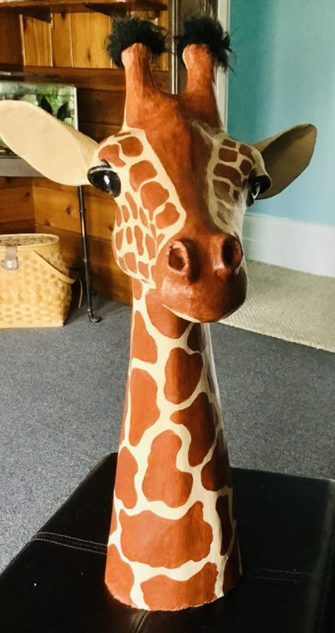 Make a Giraffe Sculpture with Paper Mache Clay Giraffe Sculpture, Paper Mache Projects, Paper Mache Animals, Giraffe Head, Paper Art Sculpture, Paper Mache Clay, Mache Art, Giraffe Art, Paper Mache Sculpture