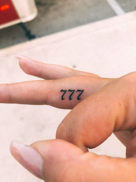 #angelnumbers #tinytattoo #minimalistictattoo #tinytattoosideas #fingertattoos 777 Tattoo, 42 Tattoo, Daffodil Tattoo, Number Tattoos, Petite Tattoos, Pretty Tattoos For Women, Stylist Tattoos, Small Hand Tattoos, Classy Tattoos