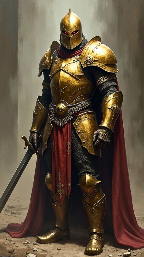 This  Warrior have armor thats made with gold and steel. It there Tradition that goes back to a old Culture.  #fantasyart #fantasy #characterdesign Army Fantasy Art, Armor Painting, Wallpaper Fantasy Art, Gold Knight, Golden Armor, Ap Art Portfolio, Fantasy Reference, Old Culture, Wallpaper Fantasy