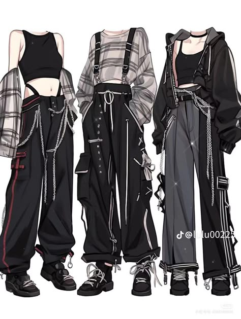 Outfit Ideas Art Reference, Techwear Outfits Women, Outfit Ideas Art, Women Techwear, Casual Black Pants, Techwear Women, Goth Pants, Cargo Pants For Women, Character Outfit Ideas