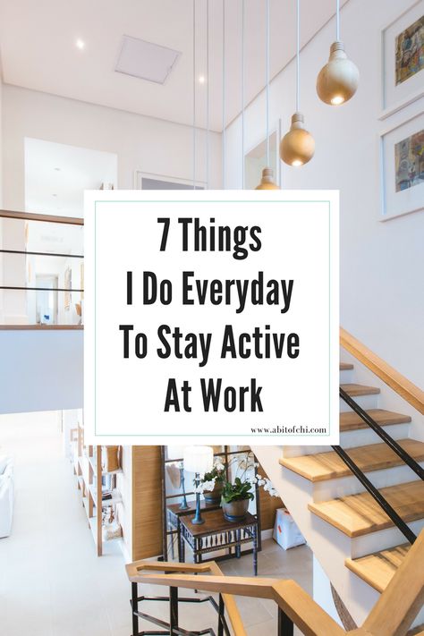 Great tips for staying active while working a desk job! Check them out at www.abitofchi.com. How To Stay Active At A Desk Job, Trade Off, Desk Job, Staying Active, Parking Space, Be Active, Grad School, Stay Active, Physical Activity