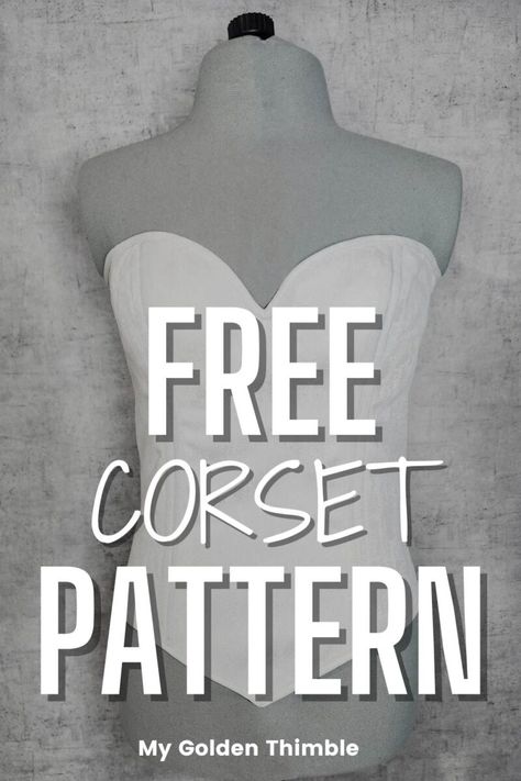 Classic Free Corset Pattern and Tutorial. PDF Download. Denim Corset Sewing Pattern, Corset Top Pattern Drafting, Dress Bodice Pattern Free, Dress Sewing Patterns Free Easy, Free Top Sewing Pattern, Download Free Pdf Sewing Patterns, Clothes Sewing Ideas, Corset Pattern Tutorial, Bodice Sewing Pattern