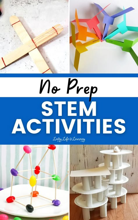 If you are searching for an easy and affordable homeschool activity for your kids at home, these no prep stem activities will surely keep them engaged and having fun while learning about science, technology, engineering and math without breaking the bank! 1st Grade Stem Challenge, Elementary Teacher Activities, No Prep Steam Activities, Easy Stem Projects For Kindergarten, Stem Afterschool Activities, Stem Library Activities, 3rd Grade Stem Projects, Fun Stem Activities For Middle School, Stem Literacy Activities Elementary