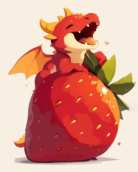 Meet Drogo the Dragon 🦖 This little bright dragon named Drogo loves to explore the world.🌎 On his many trips around the world, he has already met many friends who like to accompany him on his adventures. So also this time, when he discovered a secret strawberry field with large juicy strawberries.🍓On this trip he realized that these little adventures only became such wonderful experiences through his friends! Bring this beautiful illustration to your home and maybe it makes you want to go ... Dragon Inspiration, Dragon Poster, Strawberry Field, Dragon Names, Animal Drawings Sketches, Dragon Illustration, Little Dragon, Beautiful Illustration, Animal Illustrations