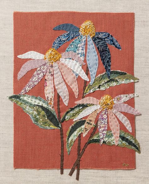 Slow Stitching Ideas, Linen Background, Textiles Artwork, Textile Art Embroidery, Stitching Ideas, Fabric Cards, Pola Sulam, Fabric Collage, 자수 디자인