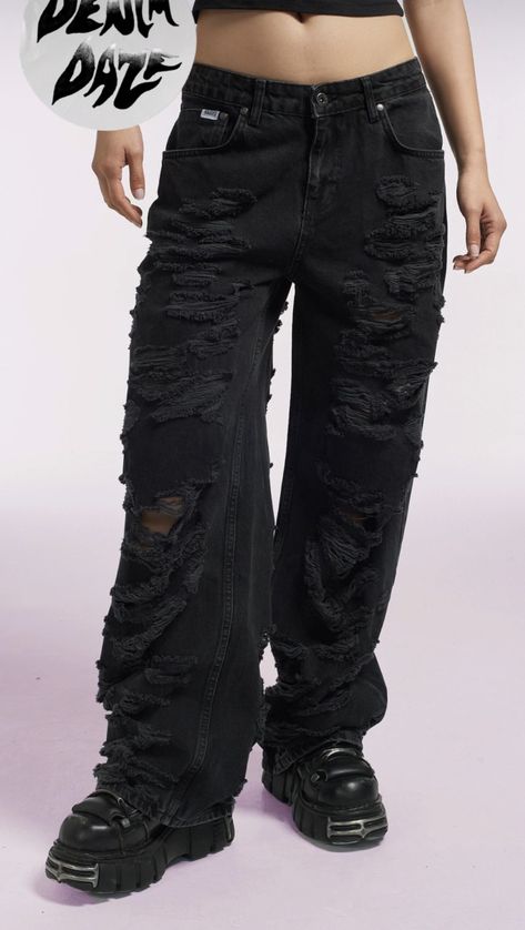 Denim Baggy Jeans, Goth Pants, The Ragged Priest, Ragged Priest, Heaven Sent, Baggy Jeans, Black Denim, Pants, Clothes